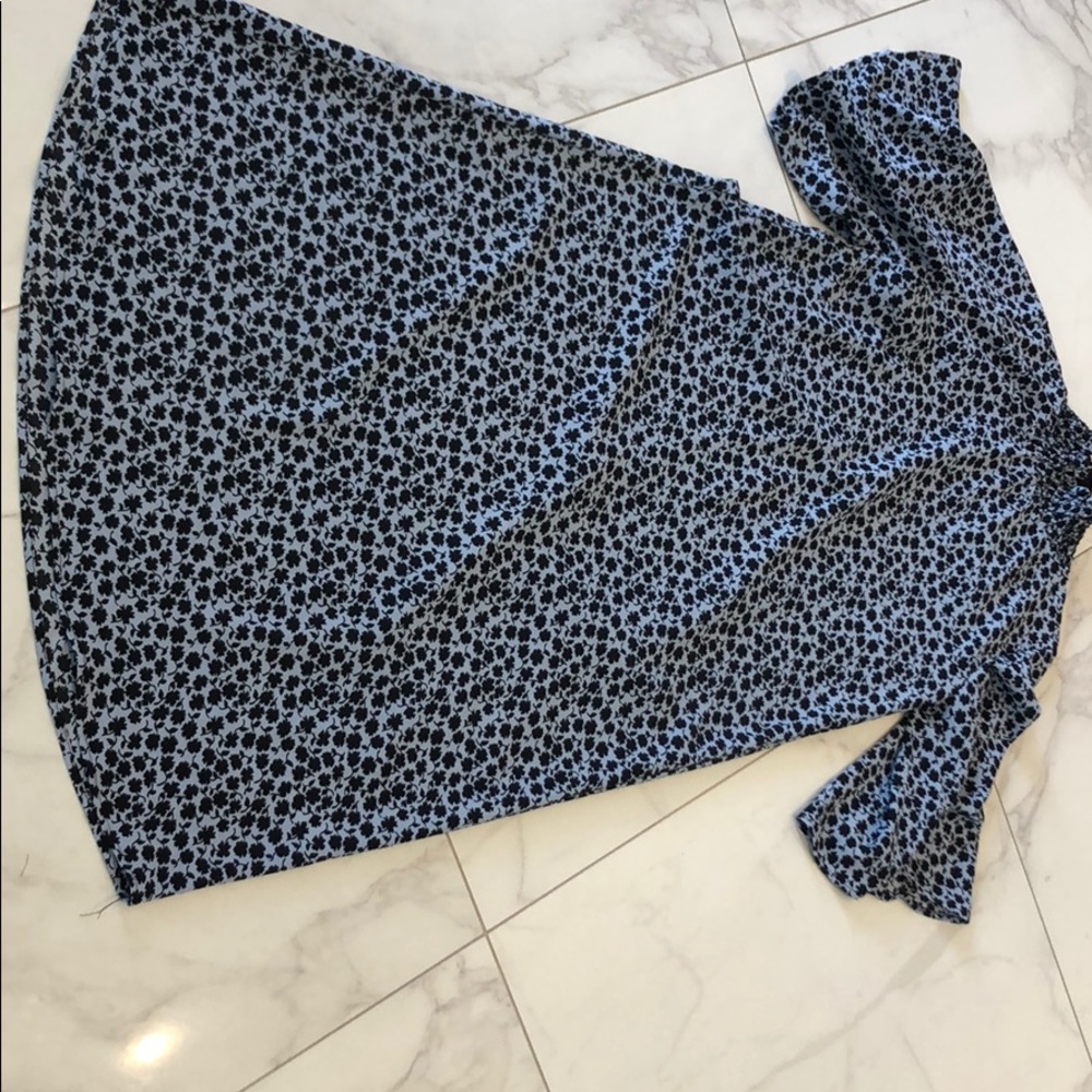 Blue and black floral midi dress